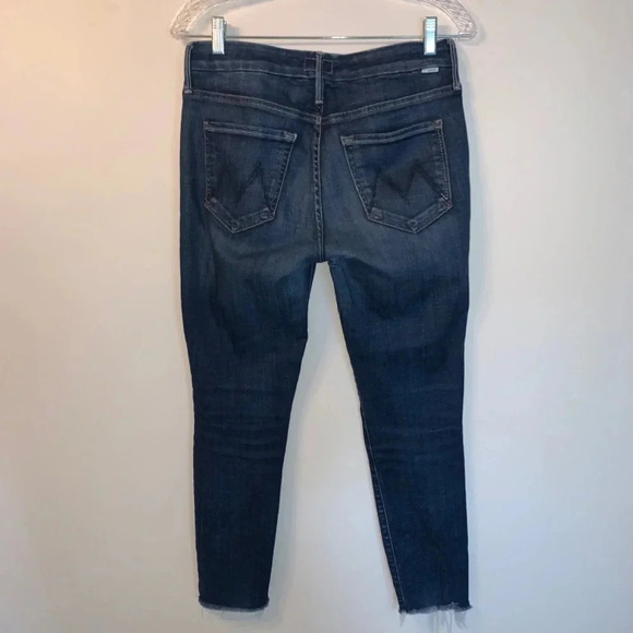 Mother The  Looker Ankle Step Fray Dark Wash 27 - Picture 6 of 13